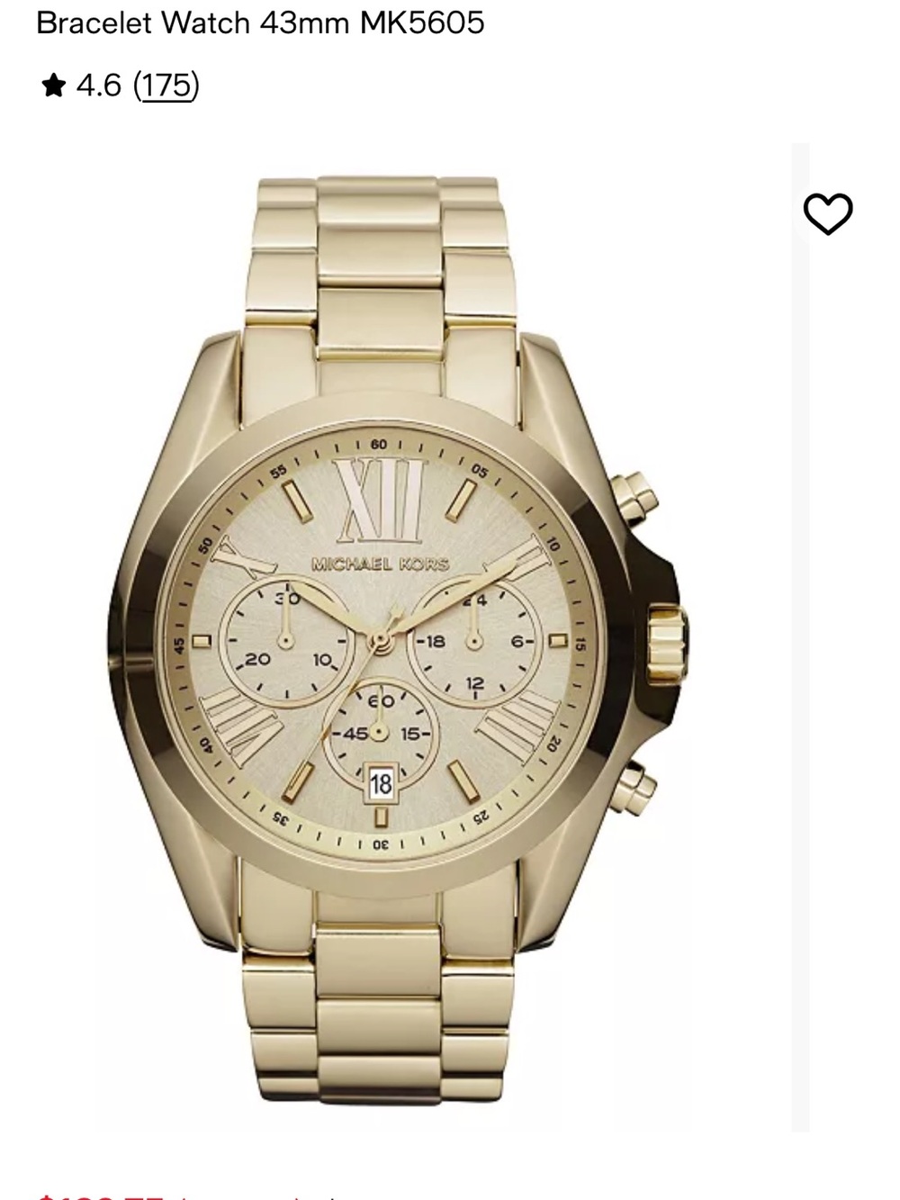 Michael Kors Gold-Tone Bracelet Chronograph Watch